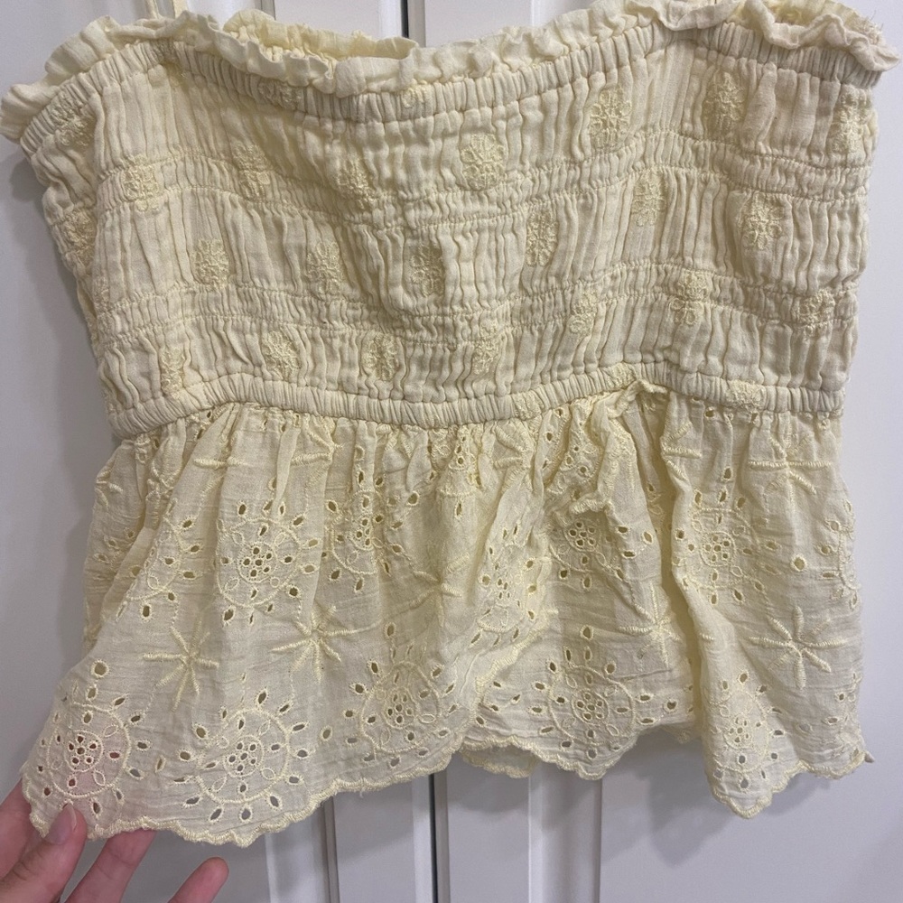 American eagle, yellow, crop top, size small - Picture 3 of 5